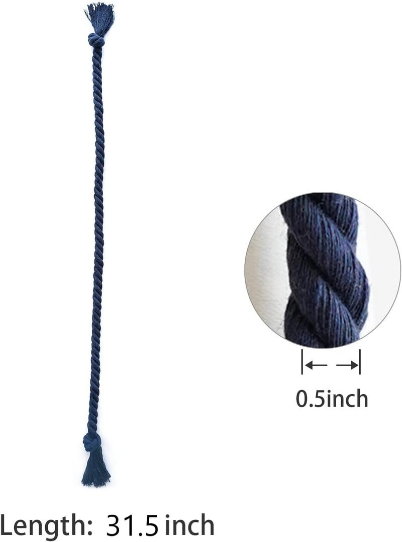 Yteseery 6 Pack Outdoor Curtain Tiebacks Rope, Natural Cotton Curtain Holders, Village Rural Rustic Curtain Holdbacks, Farmhouse Nautical Curtain Rope Tie Back for Drapery Patio, (Navy Blue) - Image 3